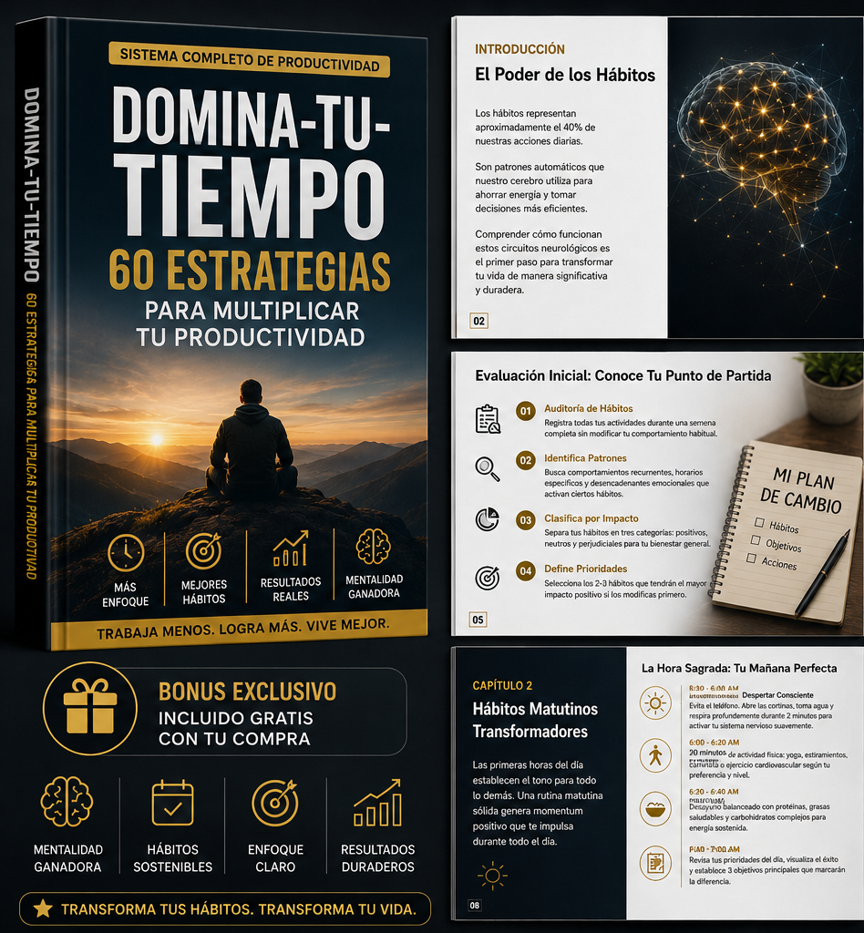 Sistema Completo de Productividad: 60 Estrategias para Dominar tu Tiempo y Multiplicar tus Resultados