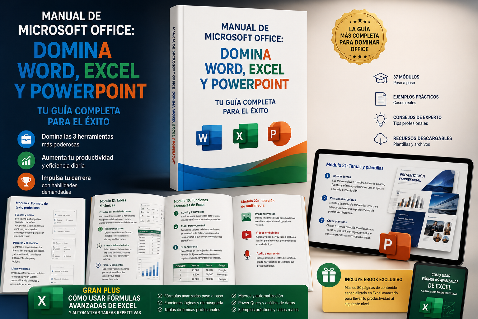 Manual de Microsoft Office + Curso Básico Exel + Como usar formulas avanzadas de Exel